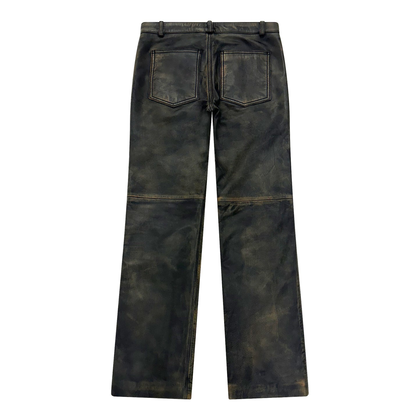 DISTRESSED LEATHER TROUSERS