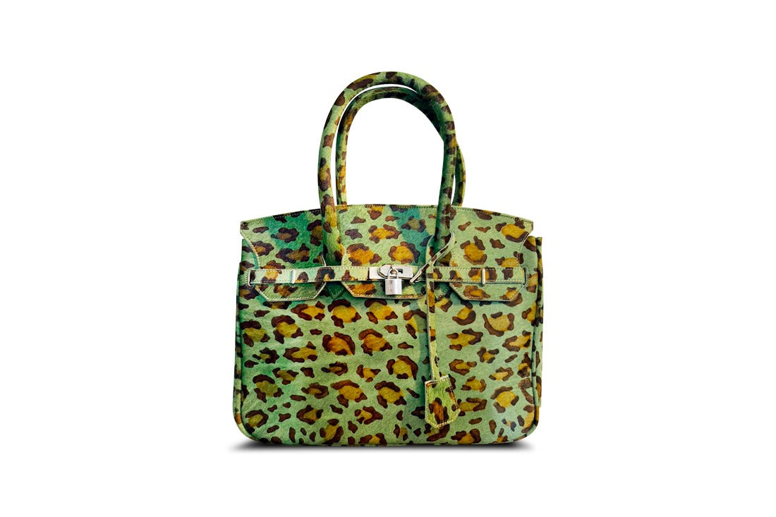 COWHIDE BAG 40 "Green Leopard"
