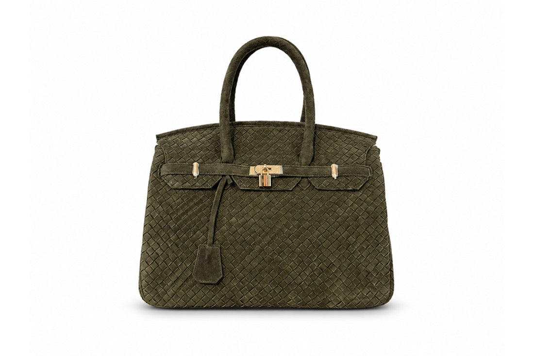 Woven Suede Leather BAG 40 "Olive"