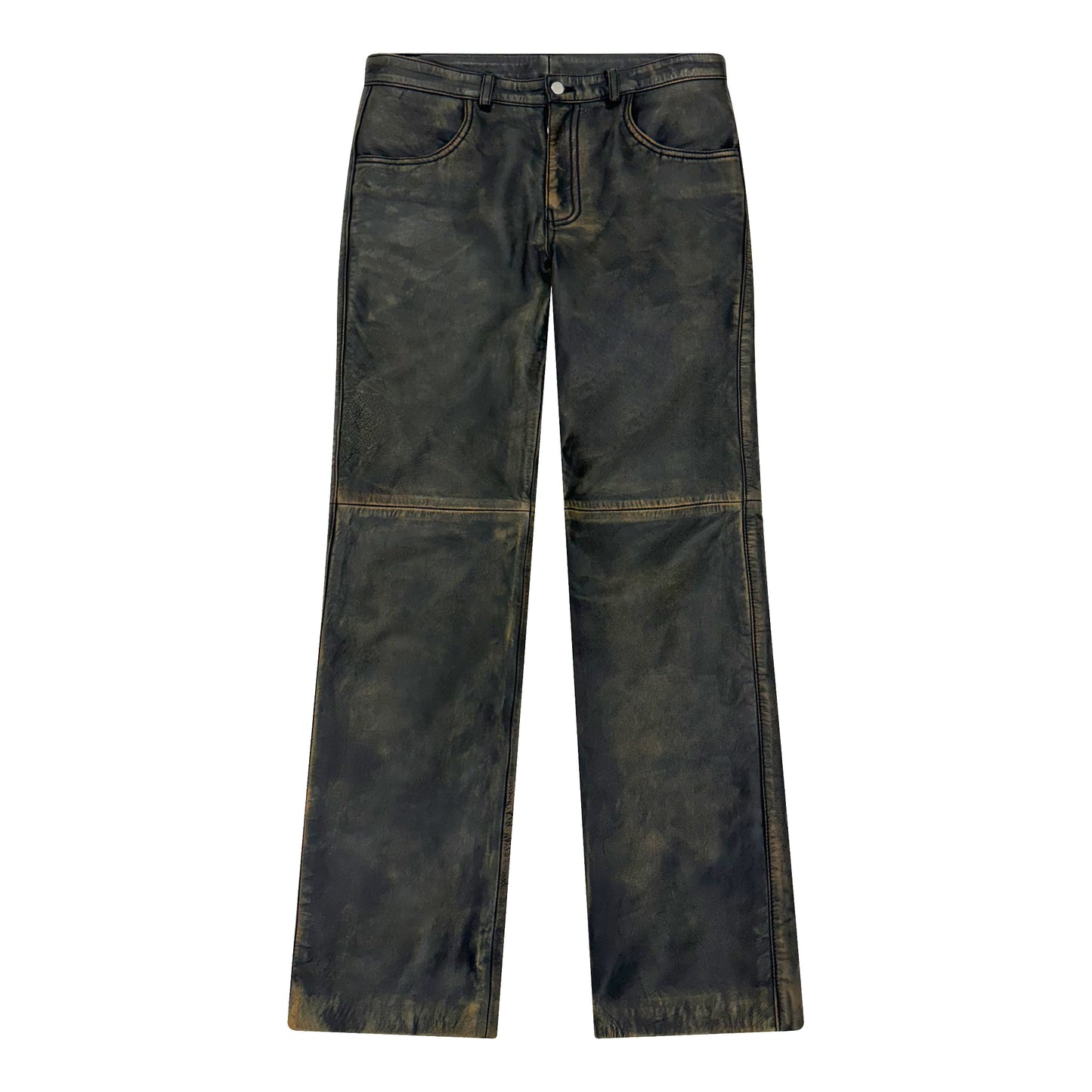 DISTRESSED LEATHER TROUSERS