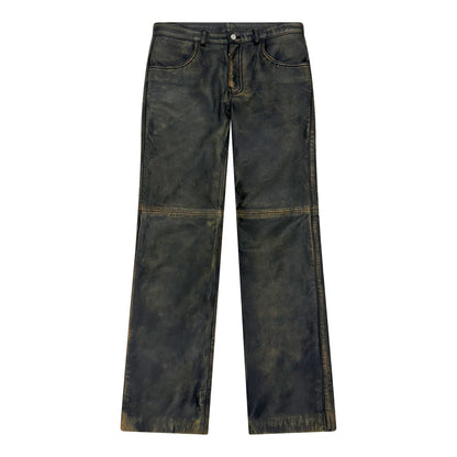 DISTRESSED LEATHER TROUSERS