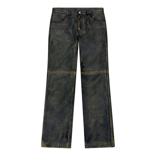 DISTRESSED LEATHER TROUSERS
