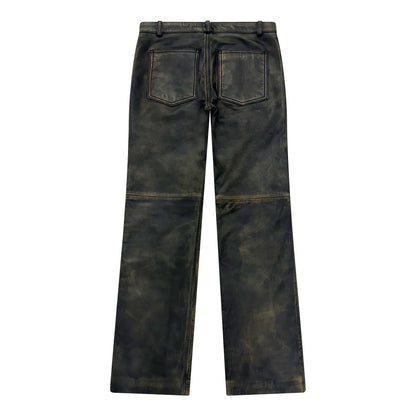 DISTRESSED LEATHER TROUSERS
