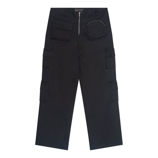 Black Wide Leg 3D Utility Cargos