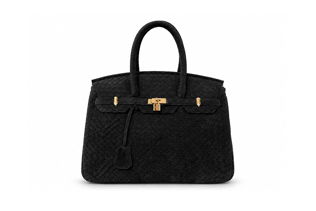 Woven Suede Leather BAG 40 "Black"